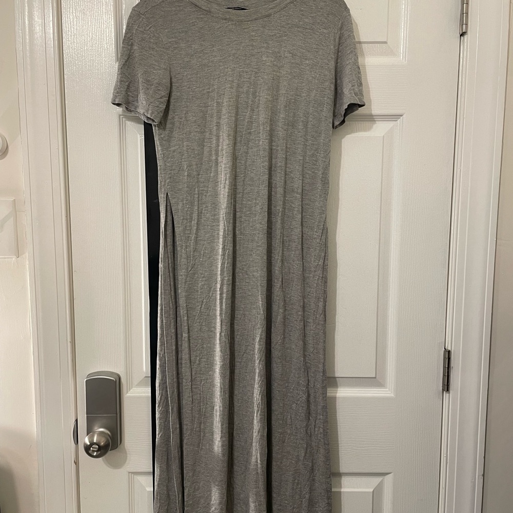 Gray long tee. Great dress up or down!